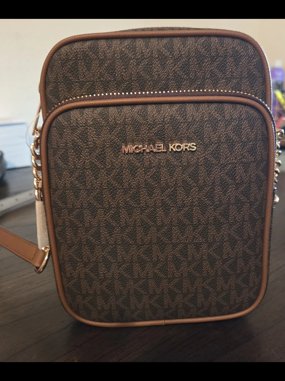 NWT Michael Kors Brown Jet Set Crossbody